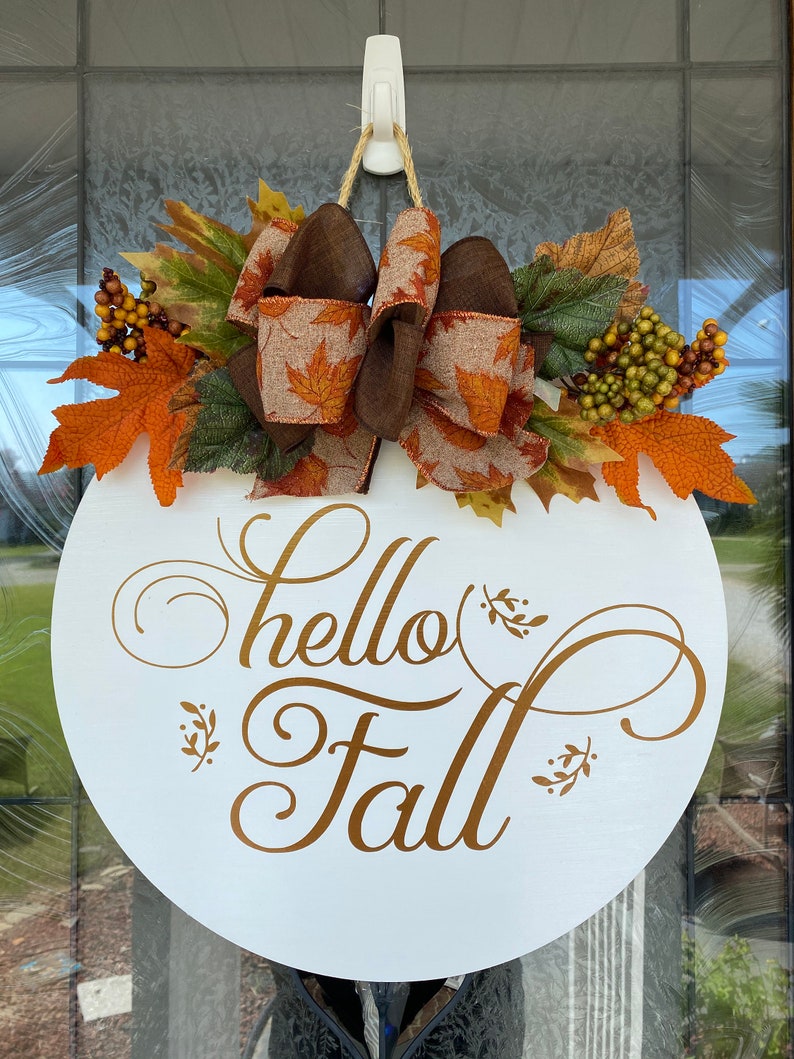 Door Hanger Hello Fall Sign Fall Front Door Decor Hello - Etsy