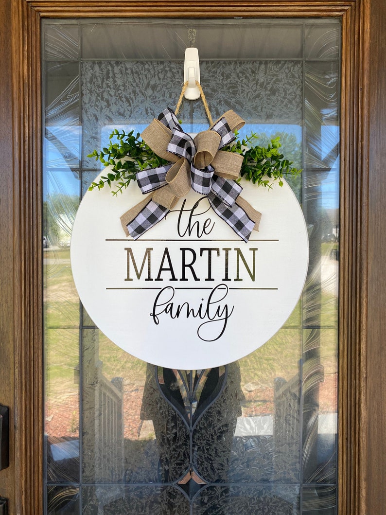 Front Door Decor Last Name Family Name Door Hanger Door Wreath Housewarming Gift Home Decor Last Name Sign Personalized Gift image 1