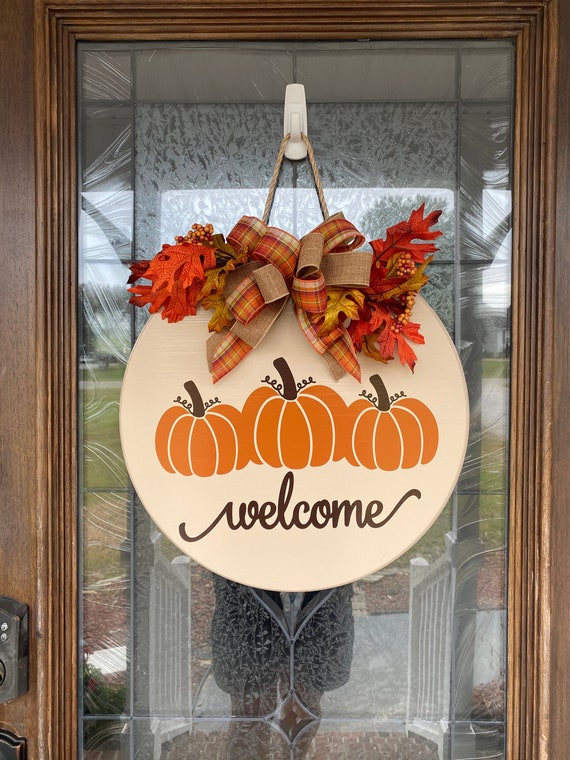 Welcome Sign Door Hanger Fall Wreath Fall Decor Fall Sign - Etsy