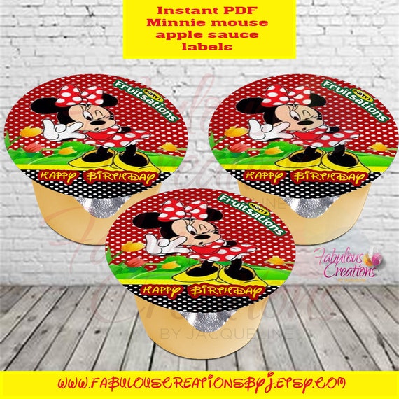 Minnie mouse labels, Minnie mouse apple sauce label, Minnie birthday party, Minnie party favors, Apple sauce labels, Children's apple sauce Il_570xn