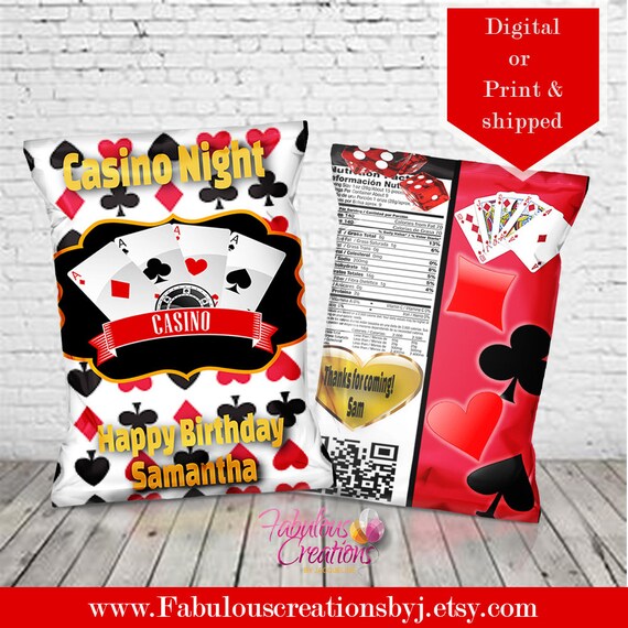 Casino chip bags, Casino treat bags, Casino theme chip bag, Birthday