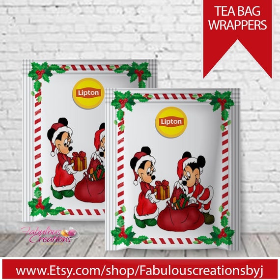 Mickey & Minnie mouse Christmas Tea, Hot tea bags, Holiday tea bags, Event tea bags,Event treat bags, Stocking stuffers,Christmas treats, Il_570xn