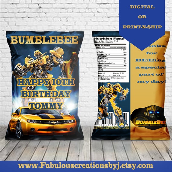 Bumblebee transformers chip bag Bumble bee chip bags Etsy