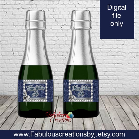 Mini Champagne labels, Custom mini champagne labels, Champagne labels, Printable mini champagne ...