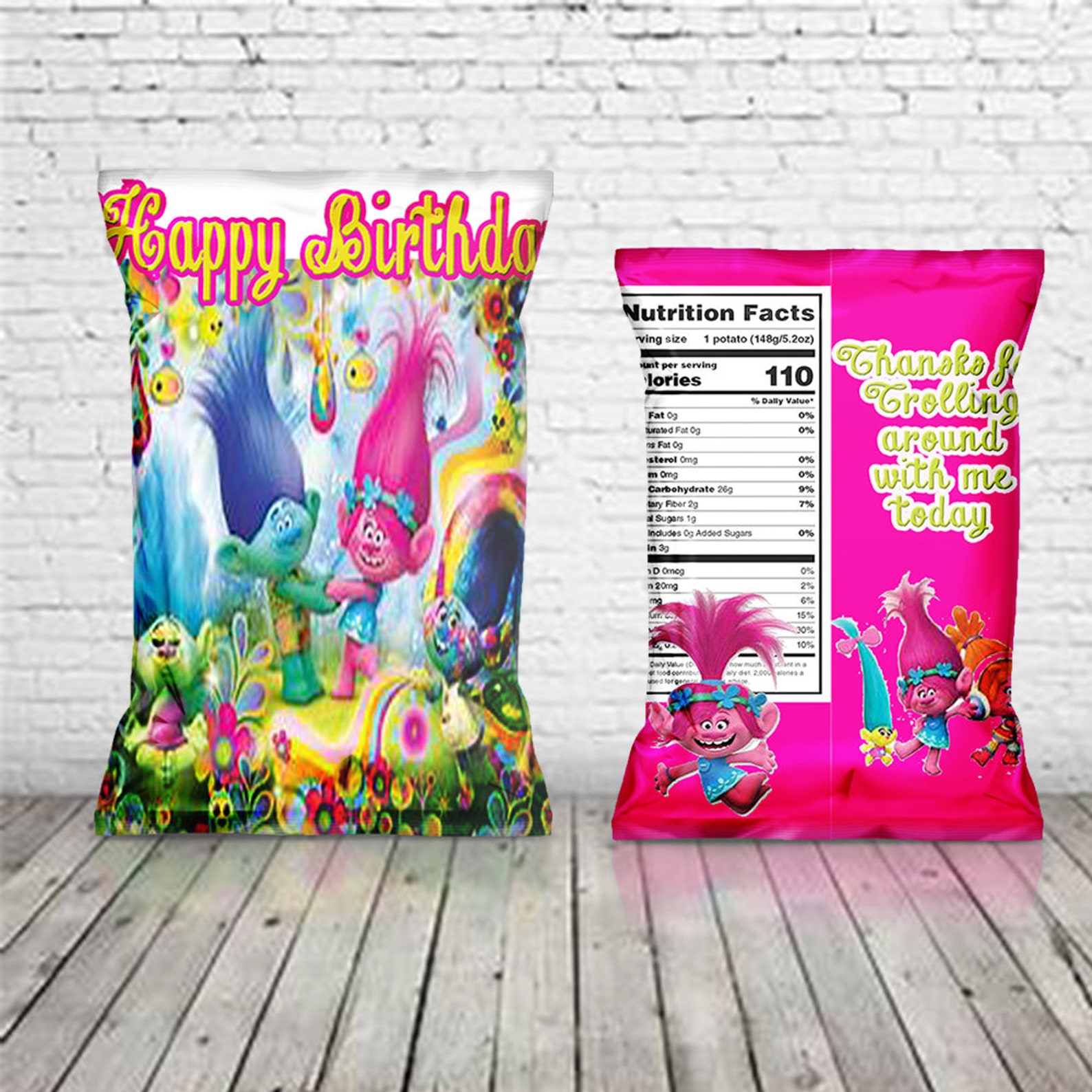 Trolls Chip Bag Custom Troll Bags Troll Party Troll Goody Etsy