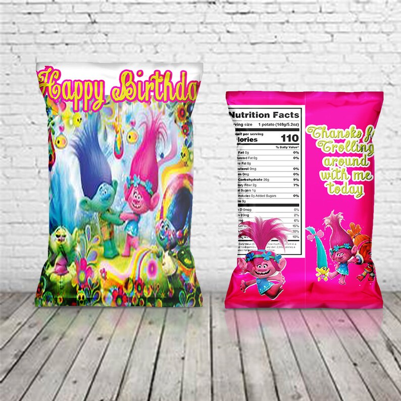 Trolls Chip Bag Custom Troll Bags Troll Party Troll Goody Etsy