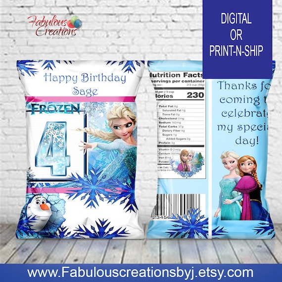 Buy Frozen Birthday Party Chip Bags Wrapper Label Elsa Anna Olaf Online in  India  Etsy