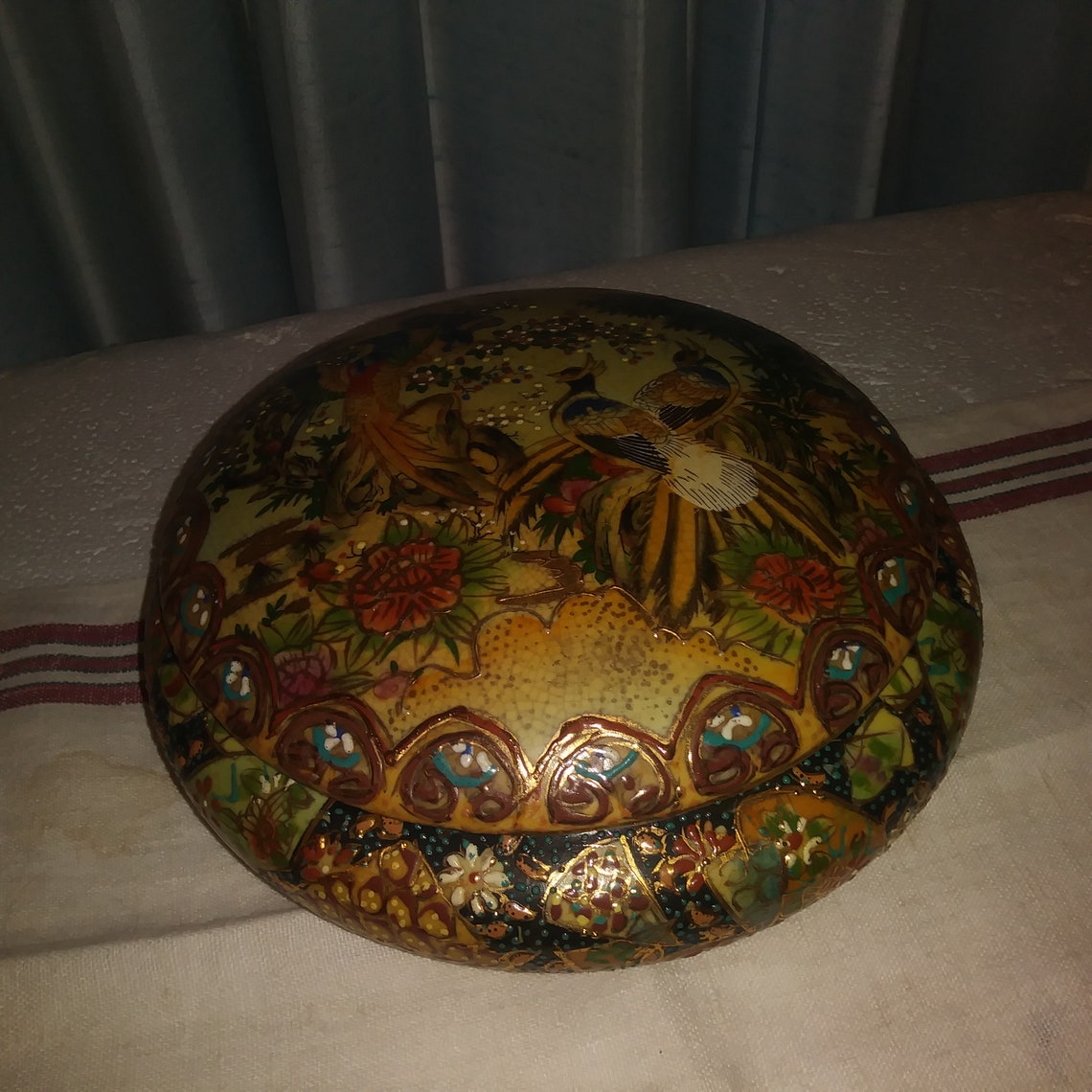 Antique ROYAL SATSUMA BOWL w/Lid Hand Painted 24kt gold trim Etsy