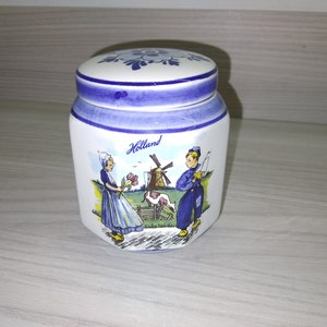 tea snuff canister Antique Vintage Authentic Vintage Delfts Blue Amsterdam Holland AGRO 398 4" flawless