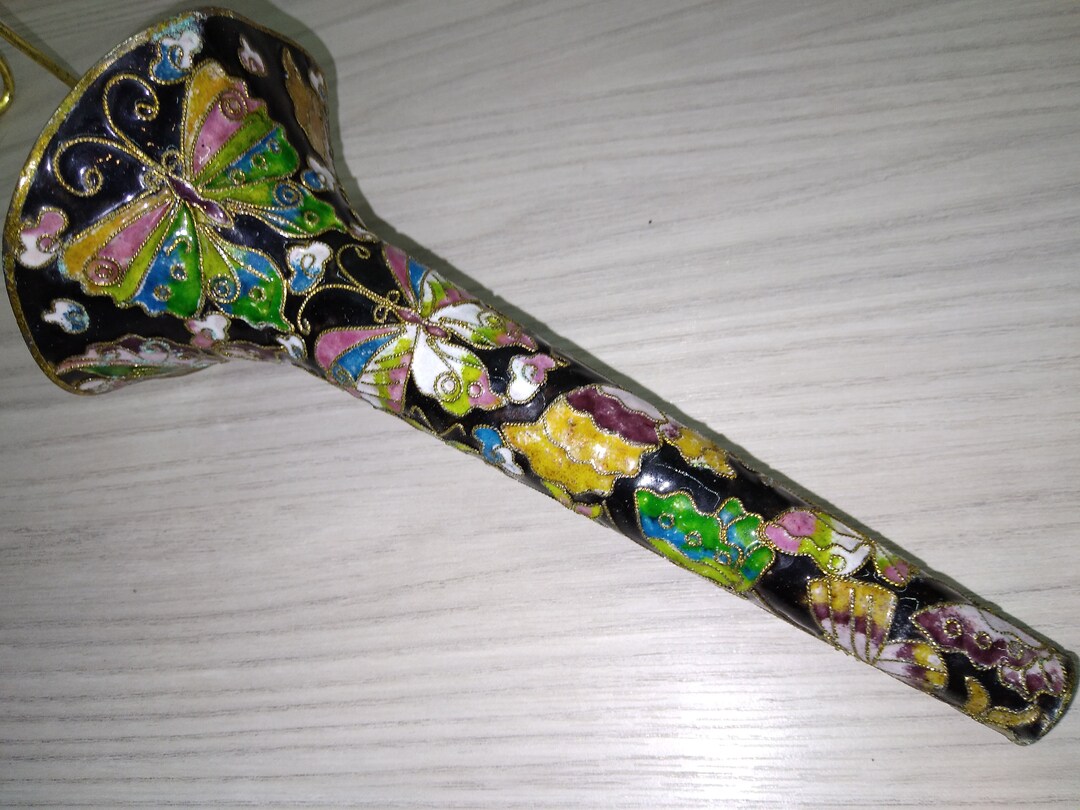 Cloisonne Brass Carriage Flower Vase Car or Hearse Butterfly Etsy