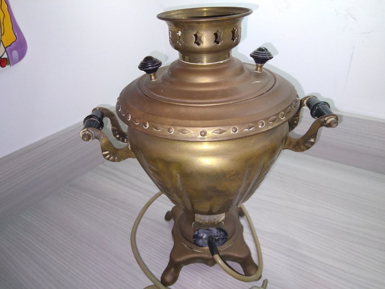 Antique USSR Russian Brass Samovar Hot Water Tea Coffee Server Urn 13