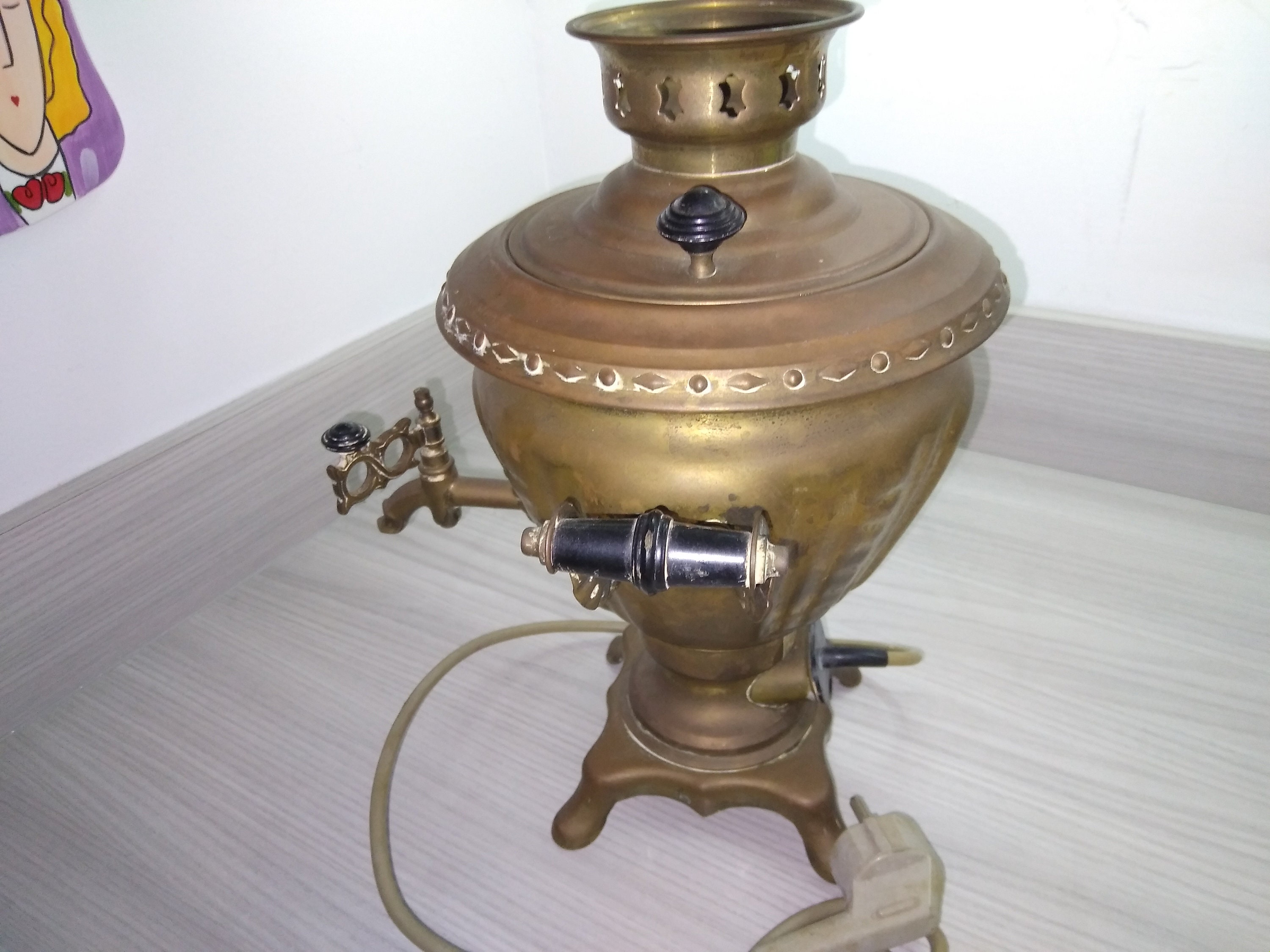 Antique USSR Russian Brass Samovar Hot Water Tea Coffee Server Urn 13