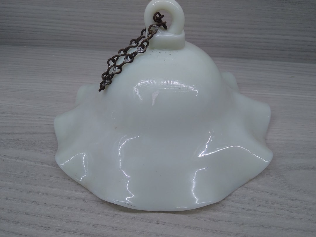 Hanging Milk Glass Oil Lamp Smoke Bell Heat Deflector Wide Etsy