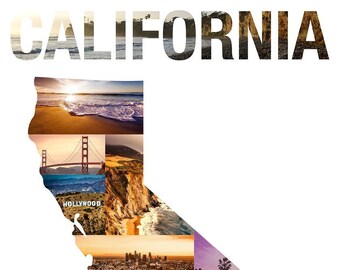 California Art, State Photopaper Print, Cali Life, California State