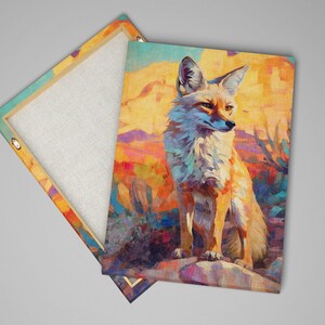 a painting of a fox, which is a vibrant and colorful depiction of the animal in a natural setting.