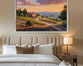 Tuscany Landscape Wall Art Decor for Home Canvas Print, Framed or Unframed, Gallery-wrapped Giclée, Ready to Hang, Extra Large Wall Art