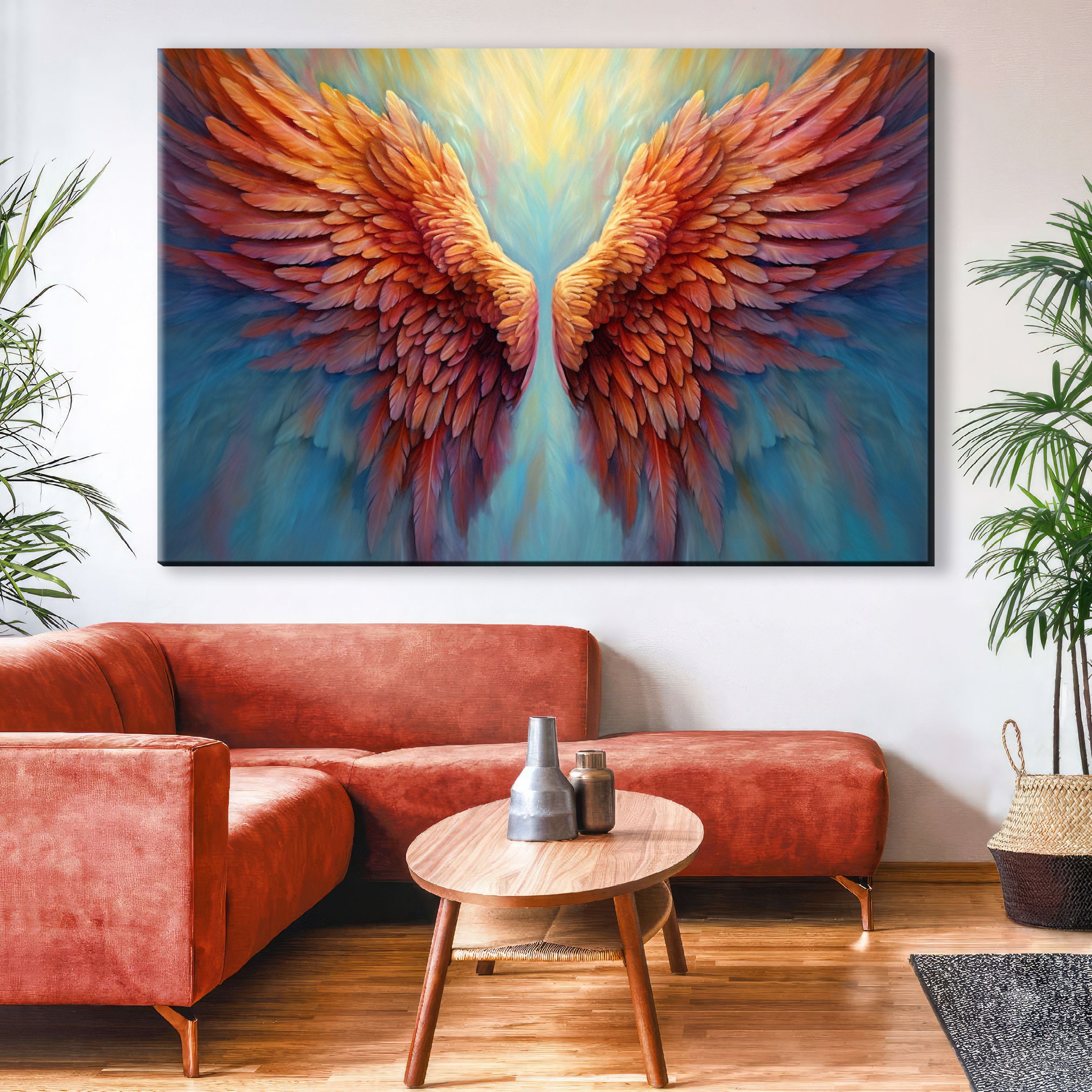 Angel Wings Canvas, Serene Art Print, Large Canvas Wall Art