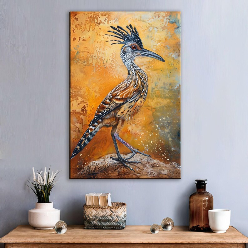Southwestern Roadrunner, Desert Animal Art, Giclée Print on Gallery-wrapped Artist Canvas, Ready to Hang, Available in Extra Large Sizes image 8