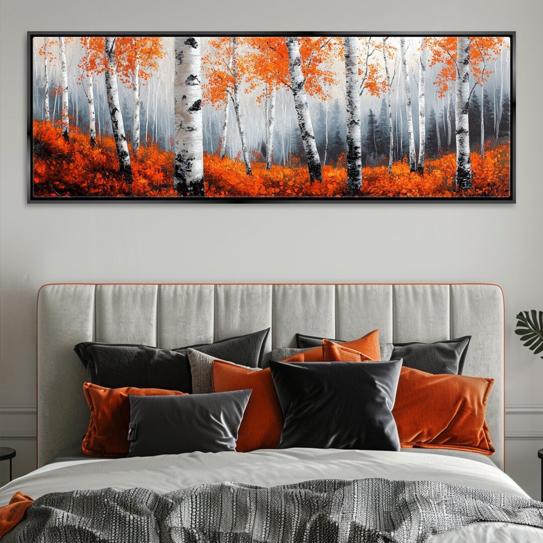 Panoramic Birch Tree Forest Wall Art Canvas, Framed or Unframed, Long ...