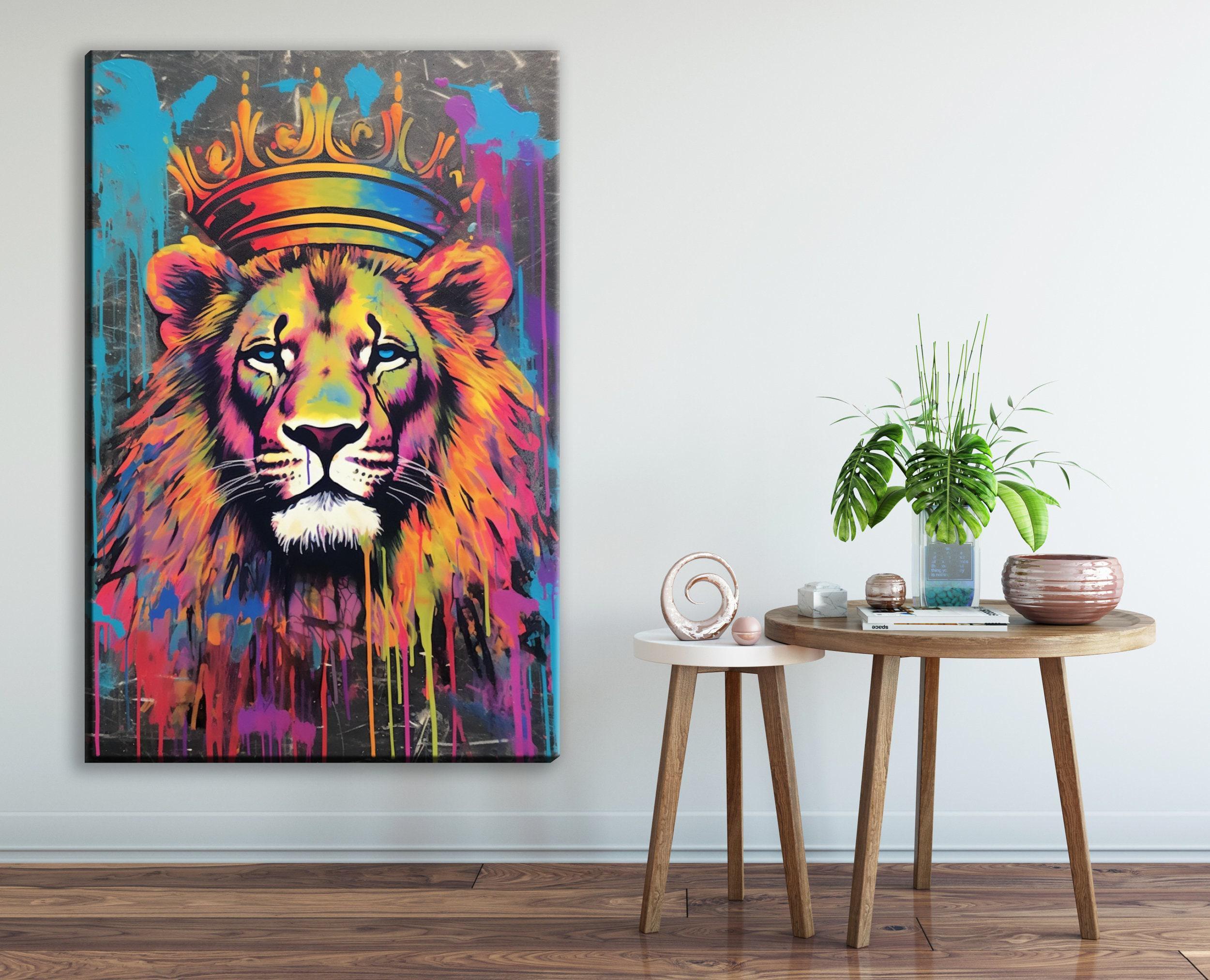 Majestic Lion King Canvas, Spraypaint Graffiti Street Art, Giclee Print ...