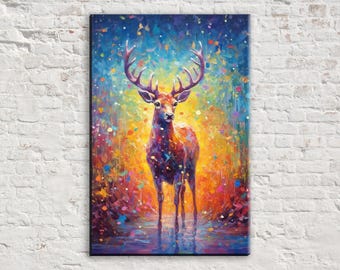 Cute Baby Christmas Reindeer - Holiday Decor, Festive Print, Giclee Print on Gallery-wrapped Artist Canvas, Available in Extra Large Sizes