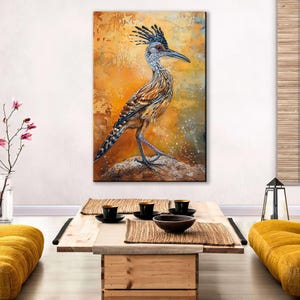 Southwestern Roadrunner, Desert Animal Art, Giclée Print on Gallery-wrapped Artist Canvas, Ready to Hang, Available in Extra Large Sizes image 7