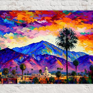 Palm Springs Canvas Print, California Painting, Cali Landscape Artwork