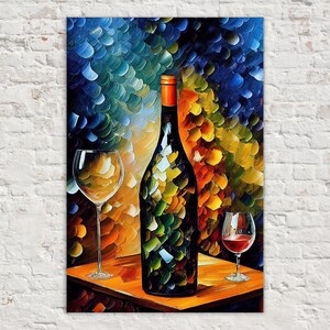 Wine Canvas Print, Oil Painting Reproduction, Vibrant Colorful Art
