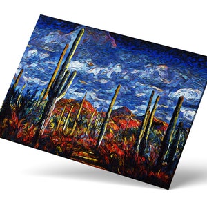 Desert Dusk Art, Southwest Canvas Print, Tranquil Desert Painting, Serene Landscape Wall Art, Impressionist Art
