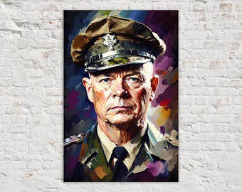 Dwight Eisenhower Portrait, Historical President, Print on Gallery-wrapped Artist Canvas, Ready to Hang, Available in Extra Large Sizes