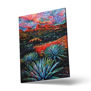 Southwest Art, Desert Landscape Canvas Print, Scenery Wall Art, Impressionist Art