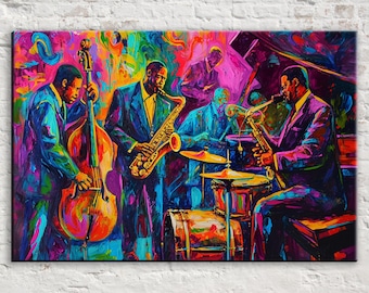 Captivating Jazz Fusion Band Canvas Wall Art Wall Decor, Giclee Print on Gallery-wrapped Artist Canvas, Available in Extra Large Sizes