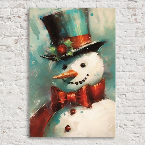Timeless Frosty the Snowman Painting - Holiday Canvas Art, Giclee Print on Gallery-wrapped Artist Canvas, Available in Extra Large Sizes