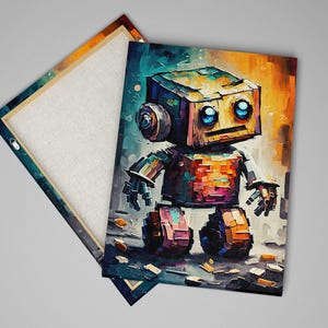 Baby Robot Art, Cute Kids Robot Painting Print, Children's Art image 9