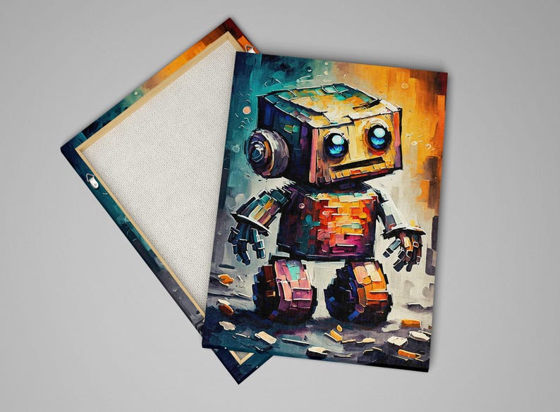 Baby Robot Art, Cute Kids Robot Painting Print, Children's Art image 9