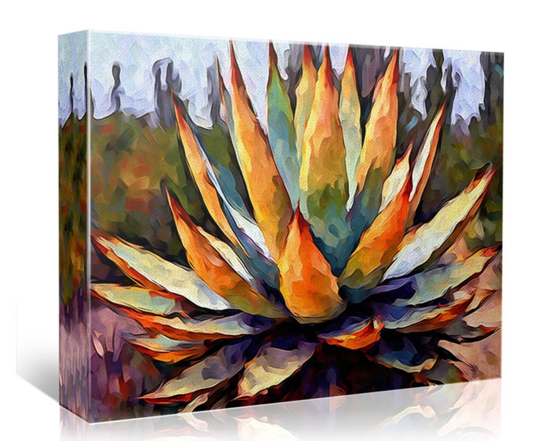 Agave Plant, Desert Cactus Canvas Print, Southwest Art Landscape ...