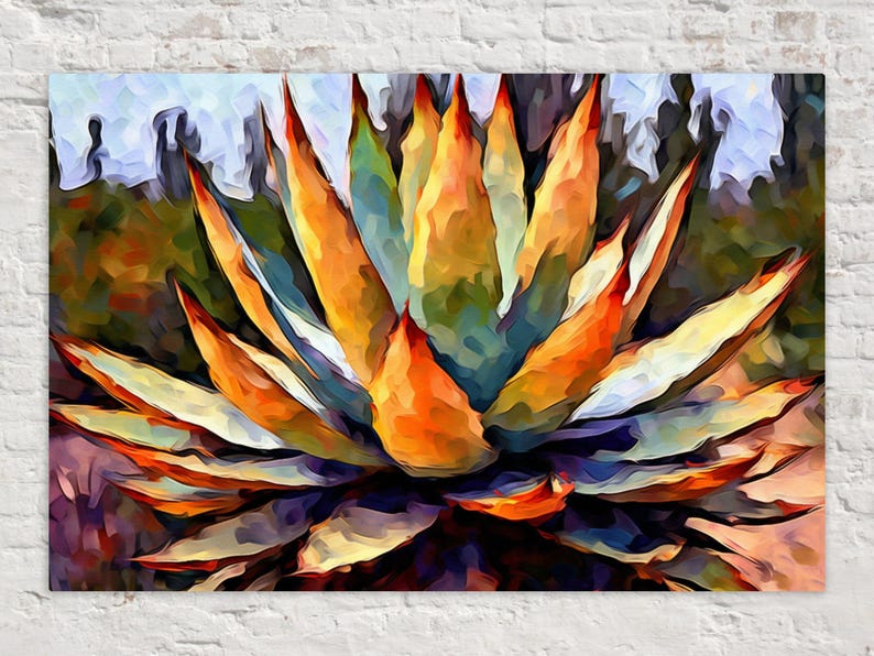 Agave Plant, Desert Cactus Canvas Print, Southwest Art Landscape ...