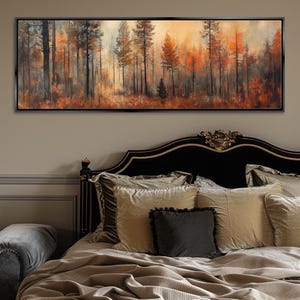 Seasonal Fall Forest Scene Canvas Print, Framed or Unframed, Long Horizontal Gallery-wrapped Giclée, Ready to Hang, Extra Large Wall Art