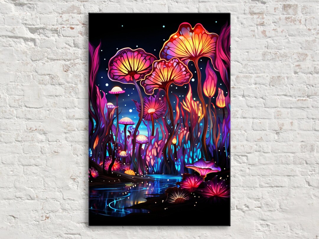 Whimsical Wonderland: Mushroom Trip Forest Canvas Artwork, Print on ...