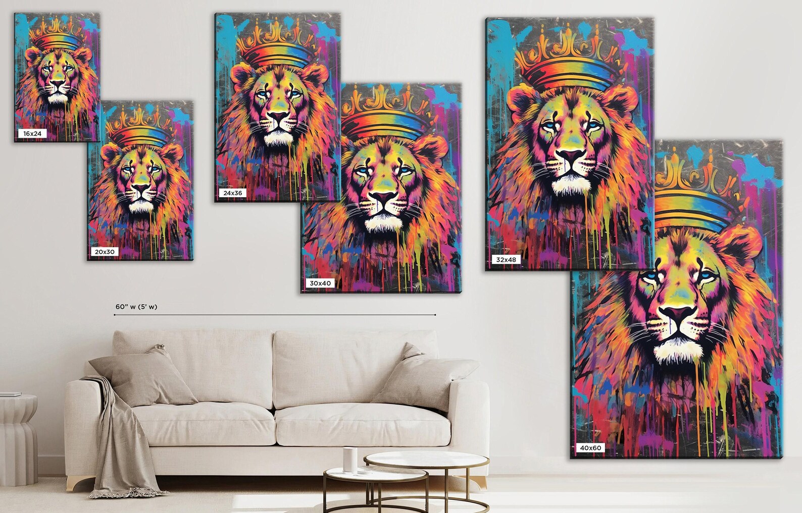 Majestic Lion King Canvas, Spraypaint Graffiti Street Art, Giclee Print ...