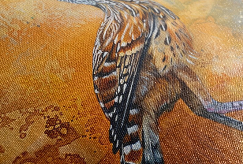 Southwestern Roadrunner, Desert Animal Art, Giclée Print on Gallery-wrapped Artist Canvas, Ready to Hang, Available in Extra Large Sizes image 4