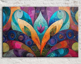 Bohemian Flower, Eclectic Home Decor Wall Art, Giclée Print on Gallery-wrapped Artist Canvas, Ready to Hang, Available in Extra Large Sizes