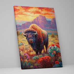 American Bison Wall Art Canvas Print, Texas Wildlife Art, Giclee Print ...