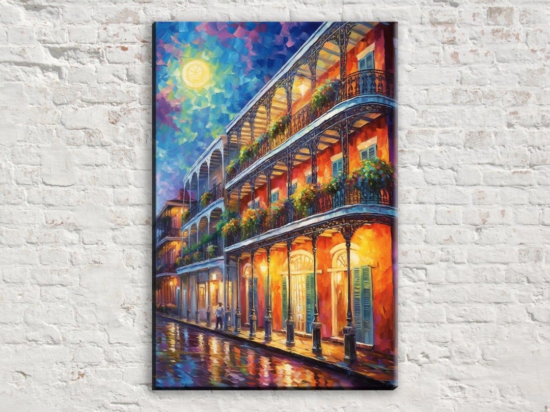 Bourbon Street Canvas Wall Art, Colorful New Orleans Painting Print ...