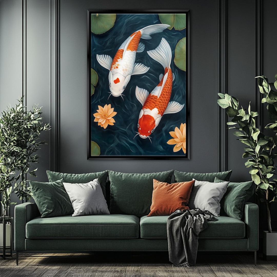 Yin Yang Koi Fish Zen Wall Art Canvas Print, Framed or Unframed ...