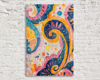 Boho Inspired Swirly Pattern Art for Your Home, Giclée Print on Gallery-wrapped Artist Canvas, Ready to Hang, Available in Extra Large Sizes
