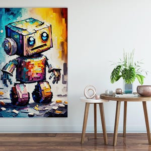 Baby Robot Art, Cute Kids Robot Painting Print, Children's Art image 6