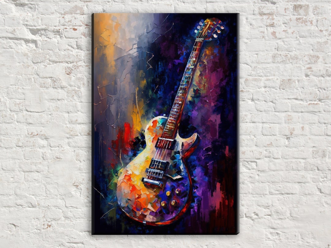 Gibson Epiphone Guitar Canvas, Captivating Guitar Wall Art for Music