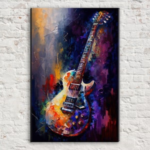 Electric Guitar Canvas, Captivating Guitar Wall Art for Music Enthusiasts, Artistic Painting, Large Canvas Art