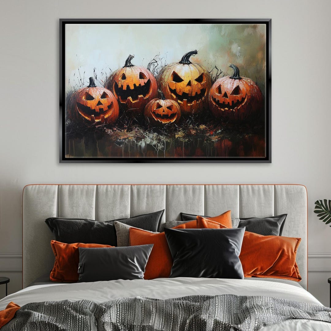 Creepy Halloween Jack O Lanterns Wall Art Canvas Print, Framed or ...